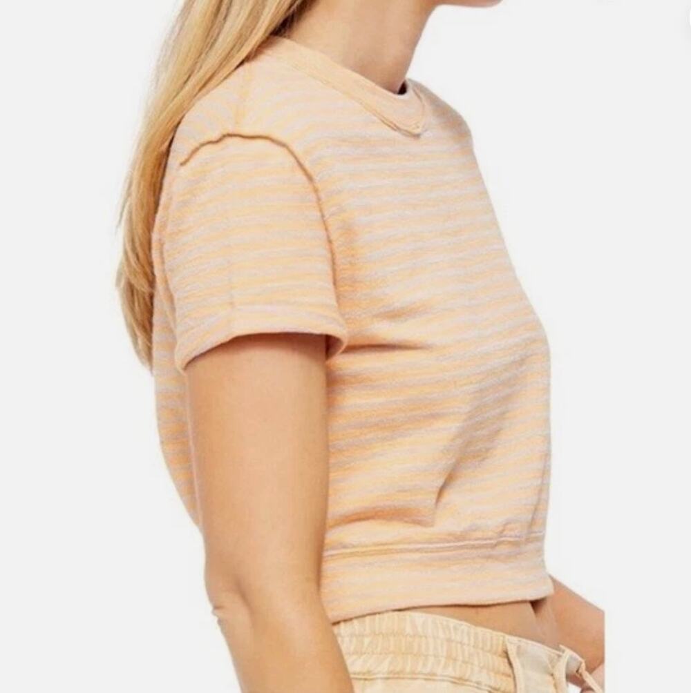 We The Free Free People Sabrina Crop Tee Peach Orange Stripe XS